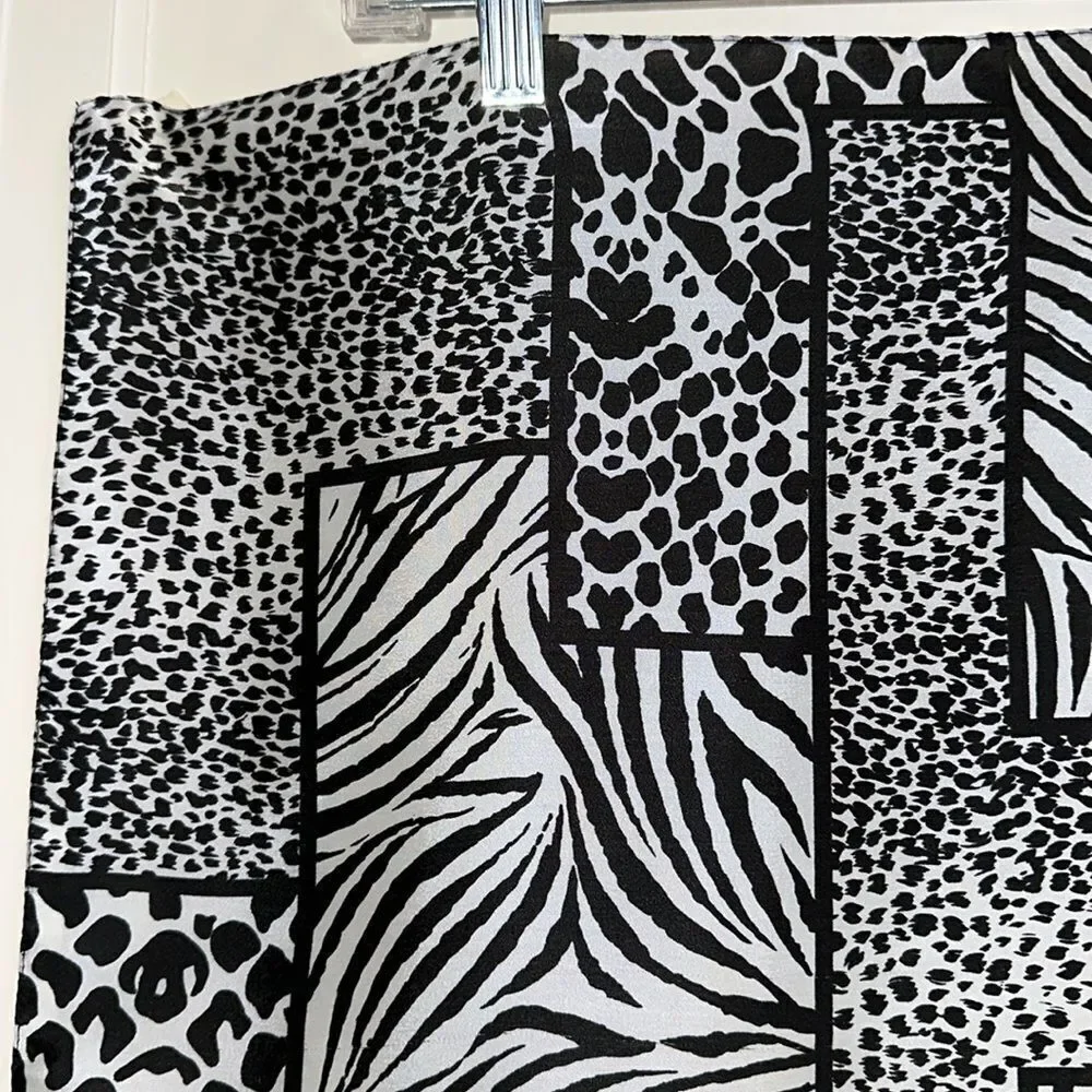 Black & white animal print silky feel polyester square‎ scarf